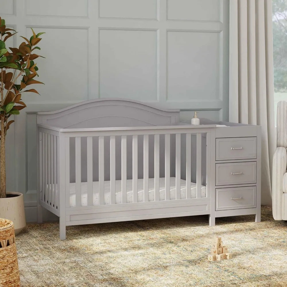 4-in-1 Convertible Baby Crib w/Changing Table