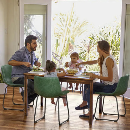 Set of 6 Leather Armless Chairs with Backrest,