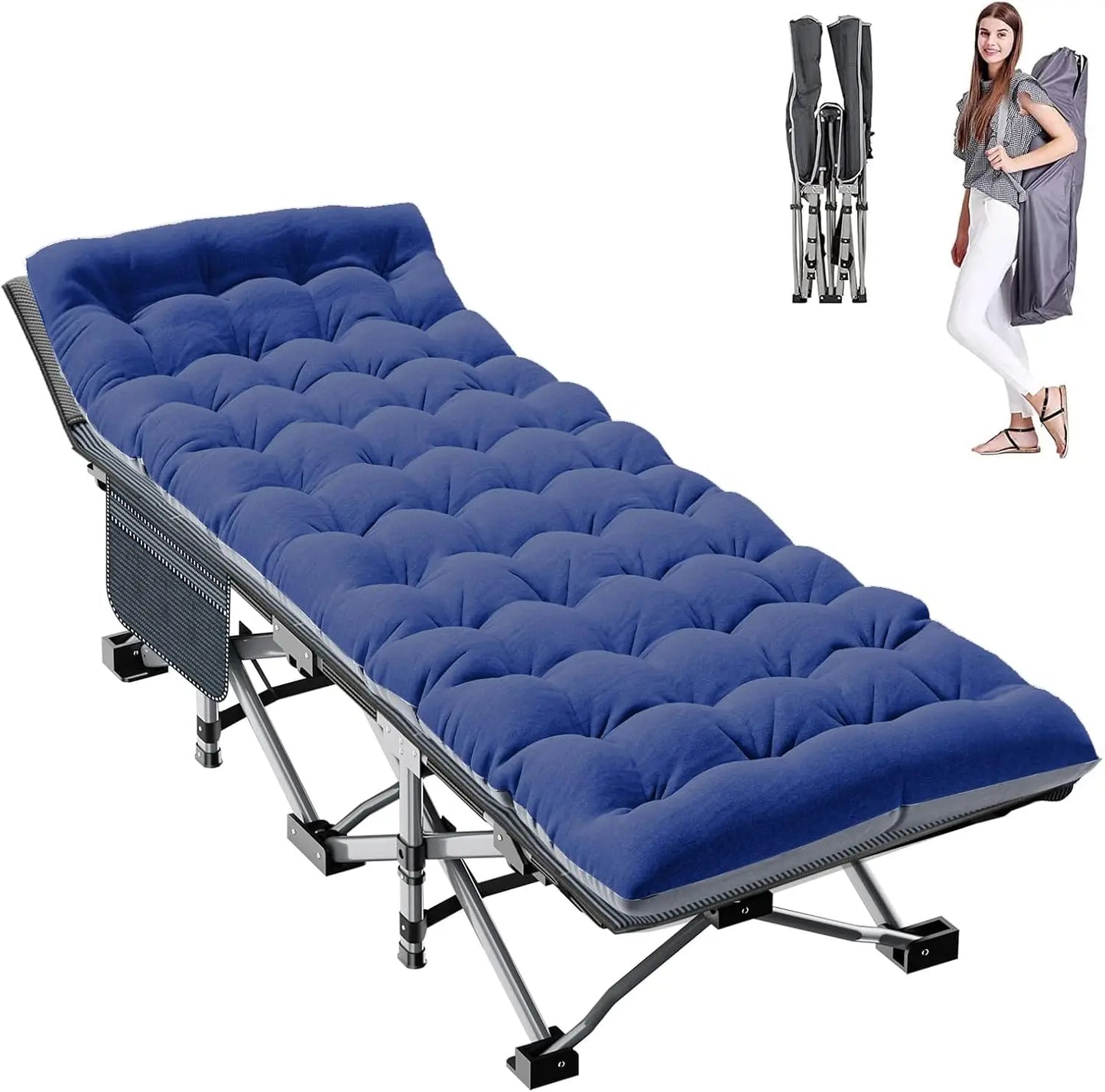 Folding Cot W/Mat Heavy Duty with Carry Bag