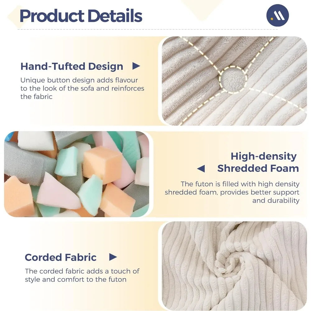 6" Futon Tufted Full Size with Twisted Rope Design