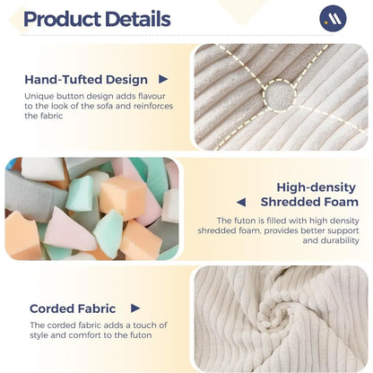 6" Futon Tufted Full Size with Twisted Rope Design