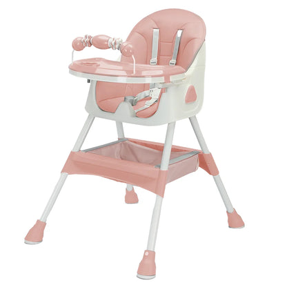 Foldable Baby Highchair, with Anti-slip Pad & Toy Rack