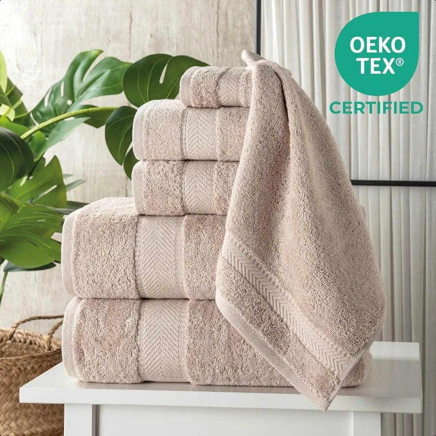 6-Piece Turkish Cotton Bath Towel Set