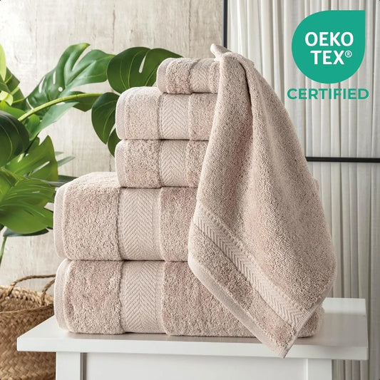 6-Piece Turkish Cotton Bath Towel Set