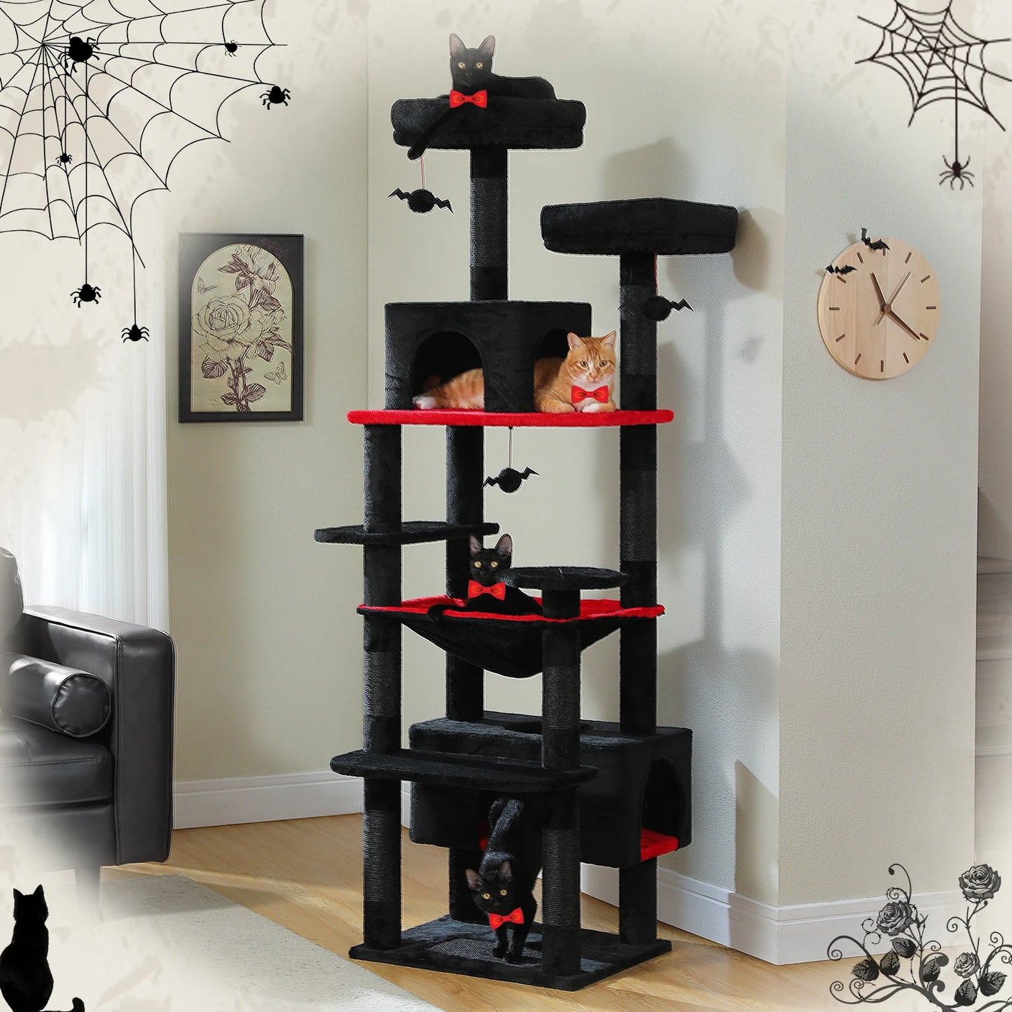 Large Cat Tower with Scratching Posts & Spacious Padded Perches