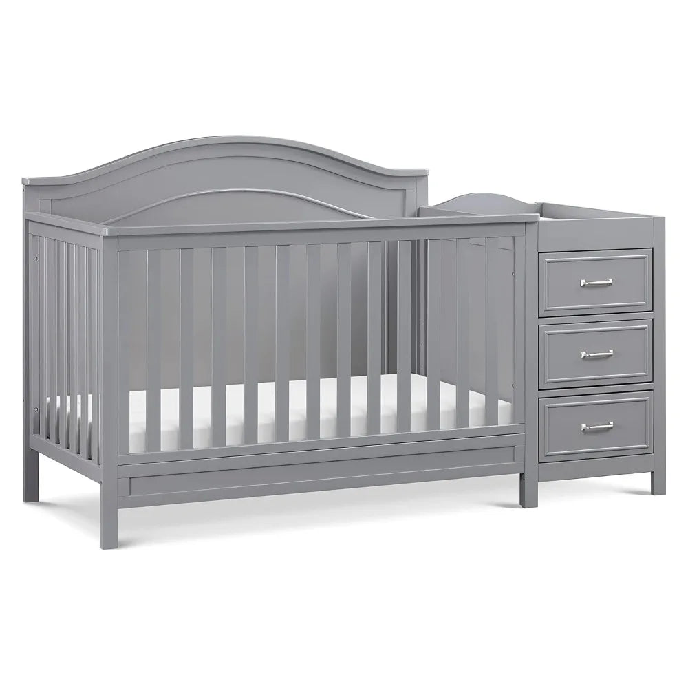 4-in-1 Convertible Baby Crib w/Changing Table