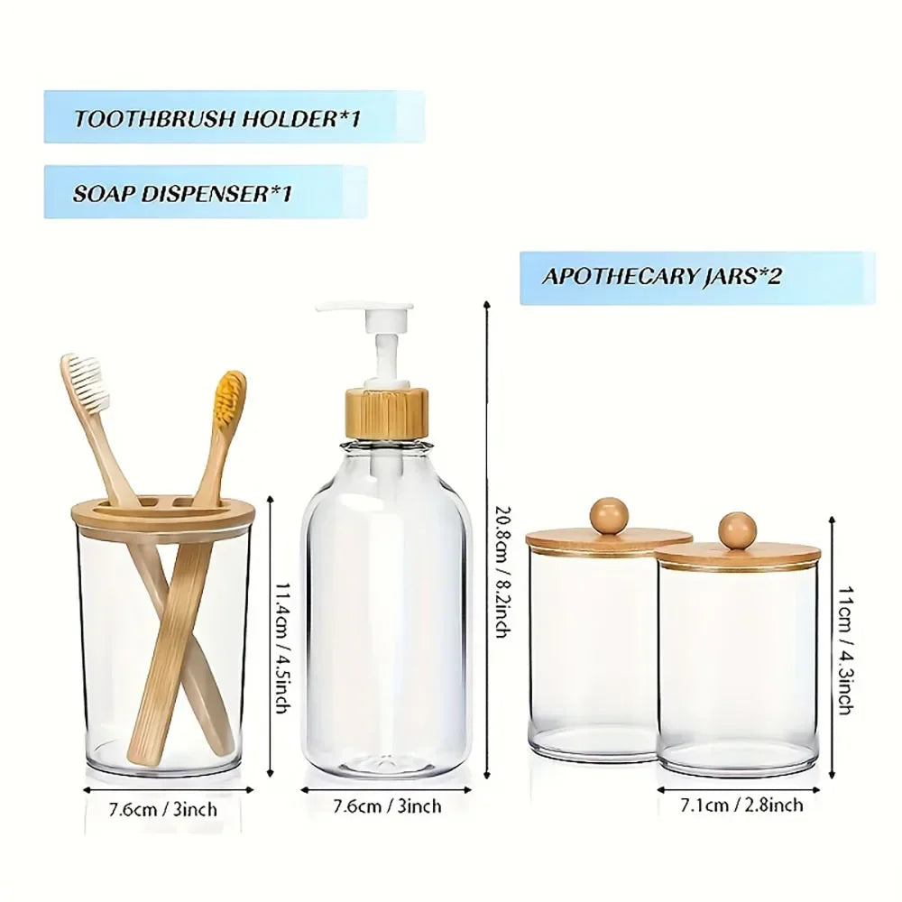 Bamboo Bathroom Accessories Set