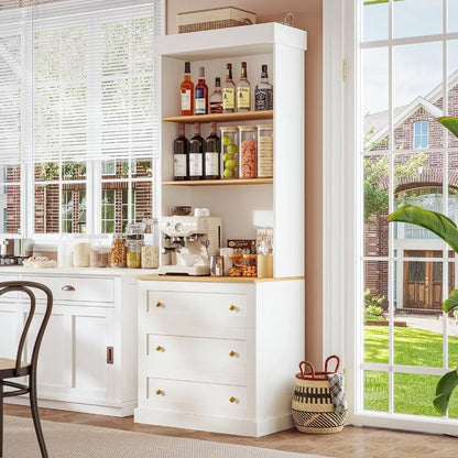 71" Tall Farmhouse Freestanding Storage Cabinet with Glass Doors
